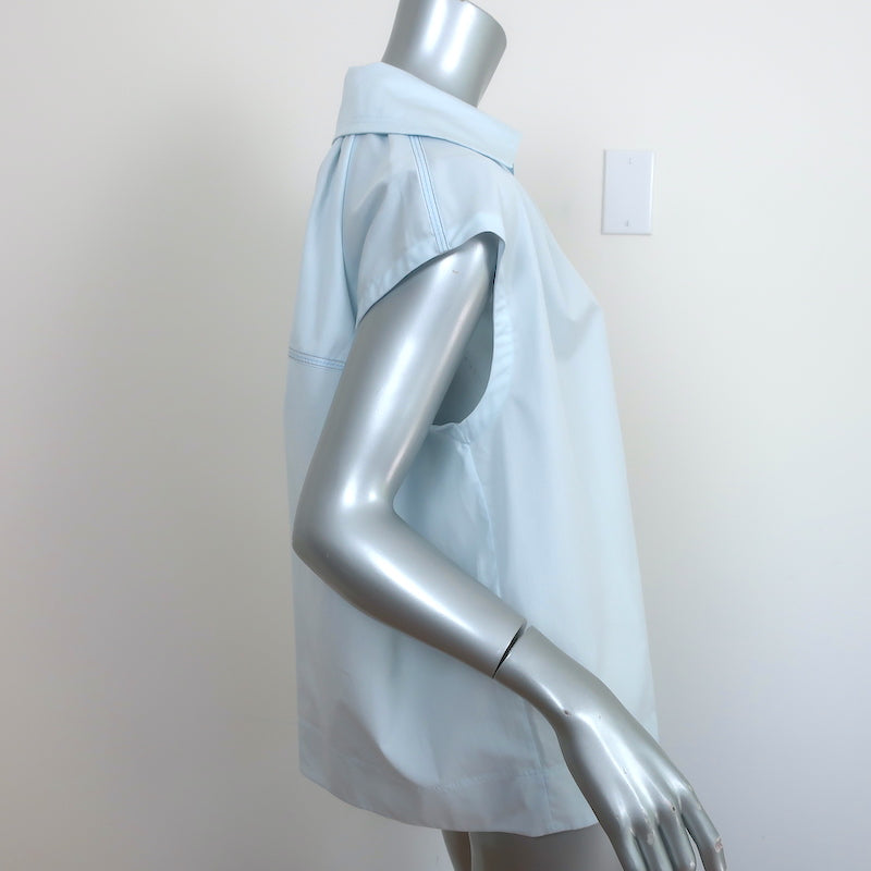 Marni Collared Top Light Blue Cotton Size 38 Cap Sleeve Blouse