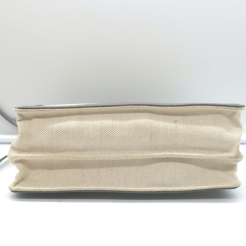 Balenciaga Logo Pochette Cream Canvas &amp; Gray Leather Small Crossbody Bag