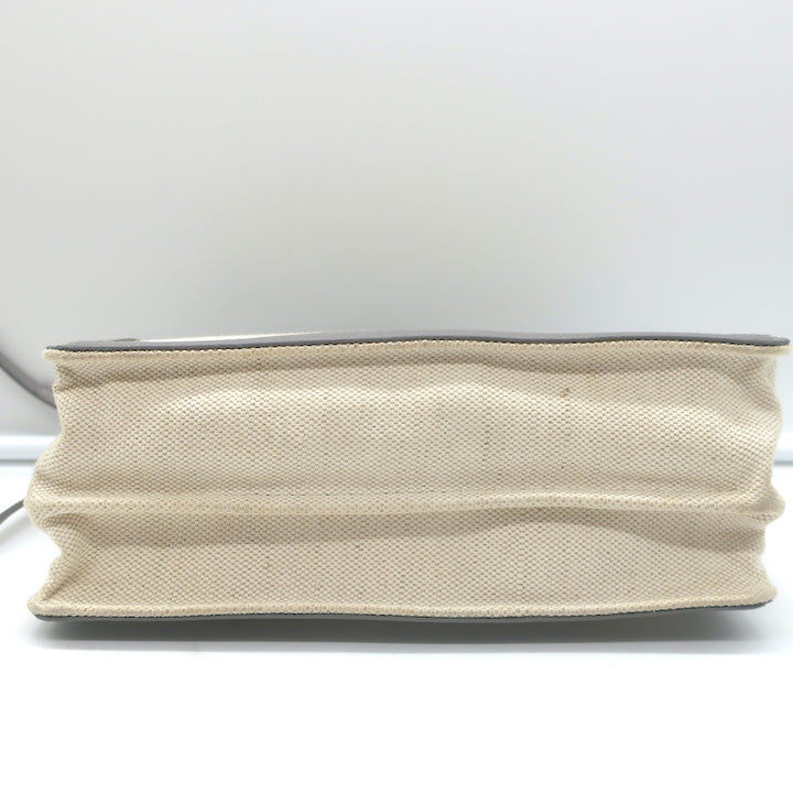 Balenciaga Logo Pochette Cream Canvas &amp; Gray Leather Small Crossbody Bag