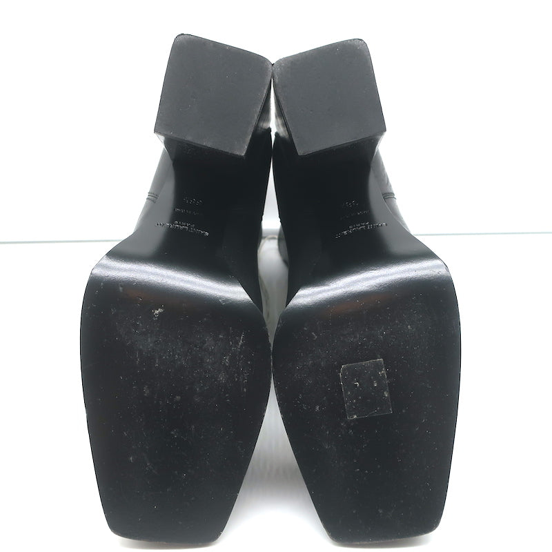 Saint Laurent Jodie 105 Cut-Off Western Ankle Boots Black Leather Size 38.5