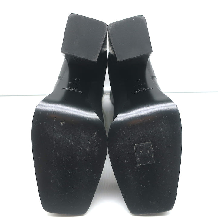 Saint Laurent Jodie 105 Cut-Off Western Ankle Boots Black Leather Size 38.5