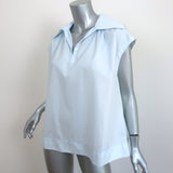 Marni Collared Top Light Blue Cotton Size 38 Cap Sleeve Blouse