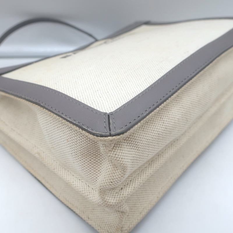 Balenciaga Logo Pochette Cream Canvas &amp; Gray Leather Small Crossbody Bag