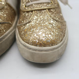 Valentino Glitter Flycrew Low Top Sneakers Gold Size 40