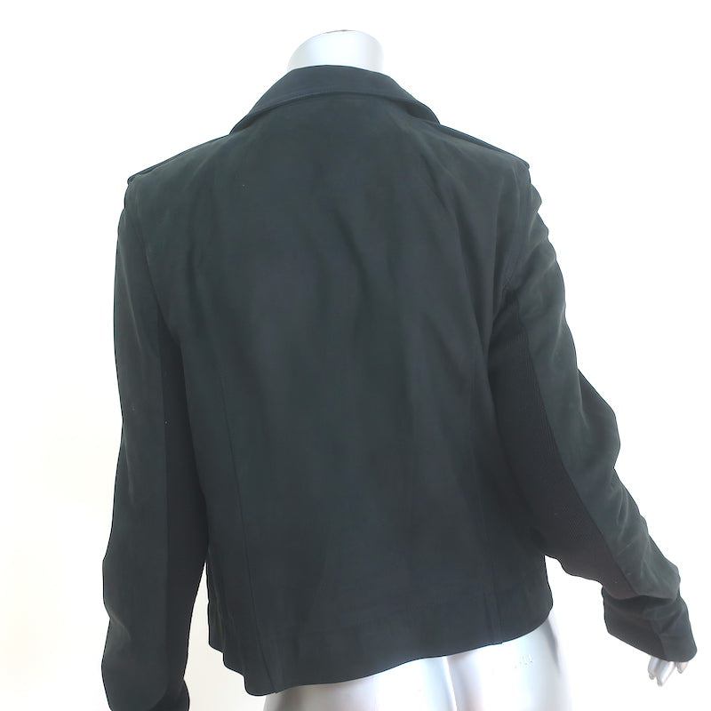 Rick Owens Stooges Suede Biker Jacket Black Size US 14