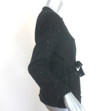 Maje Venama Sequined Tweed Tie-Waist Jacket Black Size 36 NEW