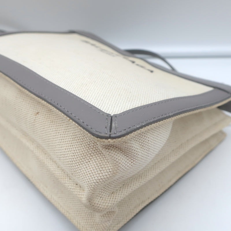 Balenciaga Logo Pochette Cream Canvas &amp; Gray Leather Small Crossbody Bag