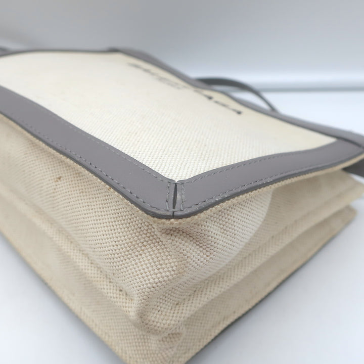 Balenciaga Logo Pochette Cream Canvas &amp; Gray Leather Small Crossbody Bag
