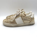 Valentino Glitter Flycrew Low Top Sneakers Gold Size 40