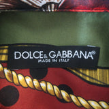 Dolce & Gabbana Mushroom Print Button Down Blouse Green/Multi Silk Twill Size 40