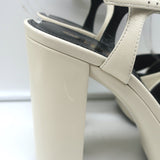 Saint Laurent Bianca Knotted Platform Sandals Cream Leather Size 39