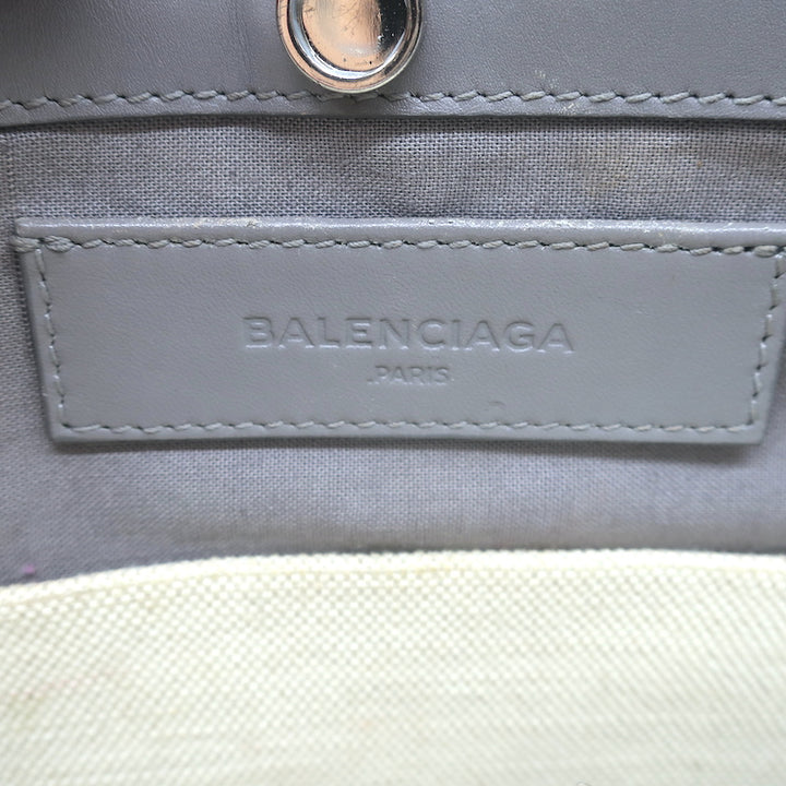 Balenciaga Logo Pochette Cream Canvas &amp; Gray Leather Small Crossbody Bag