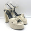 Saint Laurent Bianca Knotted Platform Sandals Cream Leather Size 39
