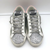 Golden Goose Glitter Camouflage Superstar Sneakers Silver/Green Size 39 NEW