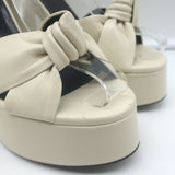 Saint Laurent Bianca Knotted Platform Sandals Cream Leather Size 39