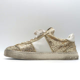 Valentino Glitter Flycrew Low Top Sneakers Gold Size 40