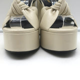 Saint Laurent Bianca Knotted Platform Sandals Cream Leather Size 39