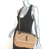 Saint Laurent Niki Medium Raffia Shoulder Bag Natural Chain Strap Crossbody NEW
