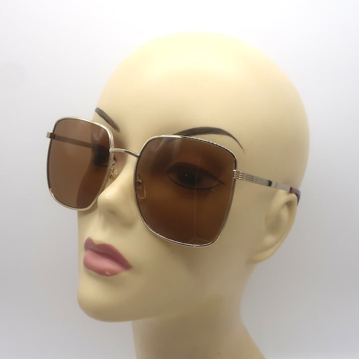 Gucci Oversized Square 57mm Sunglasses Gold/Brown GG0802S 002