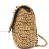 Saint Laurent Niki Medium Raffia Shoulder Bag Natural Chain Strap Crossbody NEW