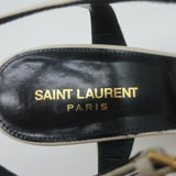 Saint Laurent Bianca Knotted Platform Sandals Cream Leather Size 39