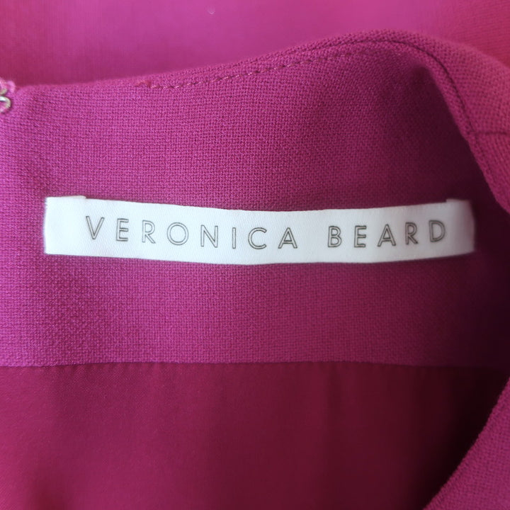 Veronica Beard Velma Wrap-Effect Mini Dress Magenta Stretch Suiting Size 4