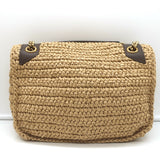 Saint Laurent Niki Medium Raffia Shoulder Bag Natural Chain Strap Crossbody NEW