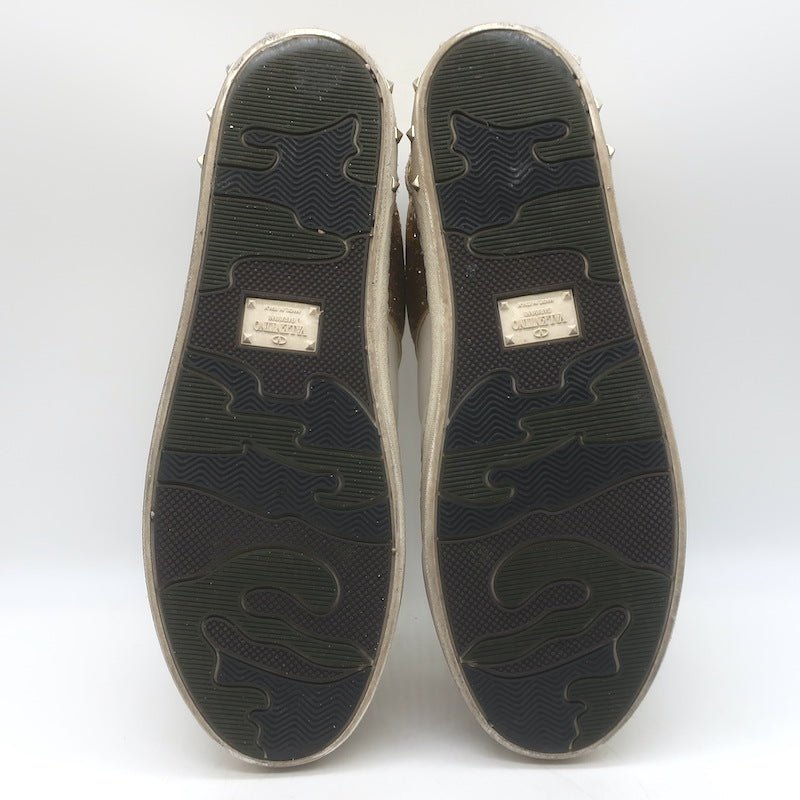 Valentino Glitter Flycrew Low Top Sneakers Gold Size 40