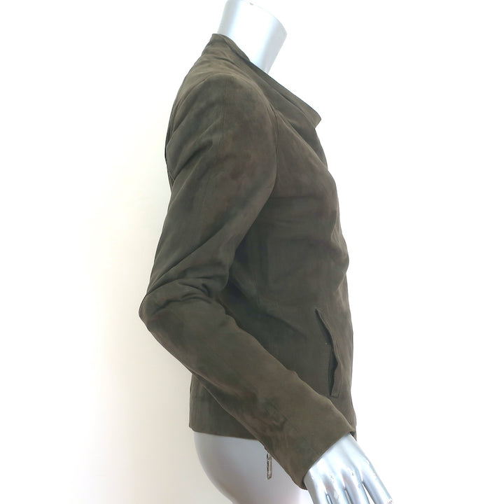Vince Suede Motorcycle Jacket Olive Size Medium