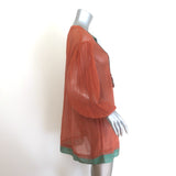Ulla Johnson Mandira Cover-Up Tunic Burnt Henna Sheer Cotton Size Petite NEW