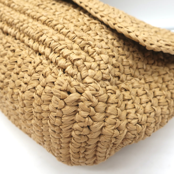 Saint Laurent Niki Medium Raffia Shoulder Bag Natural Chain Strap Crossbody NEW