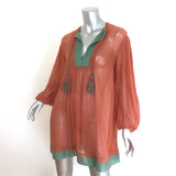 Ulla Johnson Mandira Cover-Up Tunic Burnt Henna Sheer Cotton Size Petite NEW