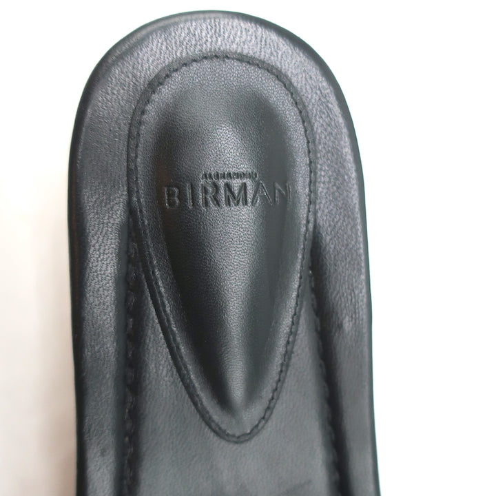 Alexandre Birman Wood Clog Sandals Clarita Black Woven Leather Size 37.5