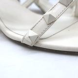 Valentino Rockstud Block-Heel Slide Sandals Cream Leather Size 39