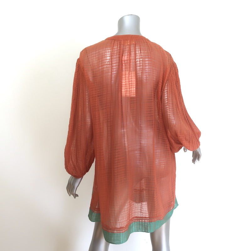 Ulla Johnson Mandira Cover-Up Tunic Burnt Henna Sheer Cotton Size Petite NEW