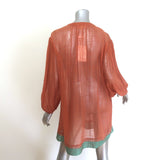 Ulla Johnson Mandira Cover-Up Tunic Burnt Henna Sheer Cotton Size Petite NEW