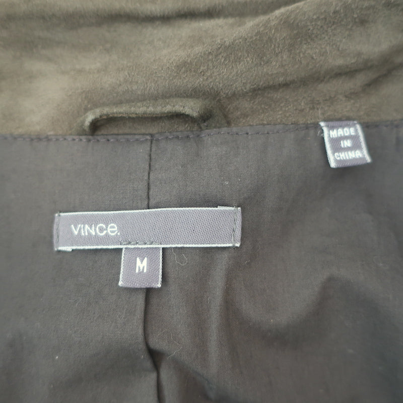 Vince Suede Motorcycle Jacket Olive Size Medium