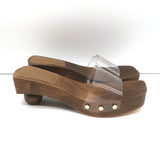 Cult Gaia Nia PVC Wood Sandals Size 37.5 Platform Slides