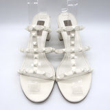 Valentino Rockstud Block-Heel Slide Sandals Cream Leather Size 39