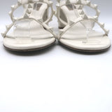 Valentino Rockstud Block-Heel Slide Sandals Cream Leather Size 39