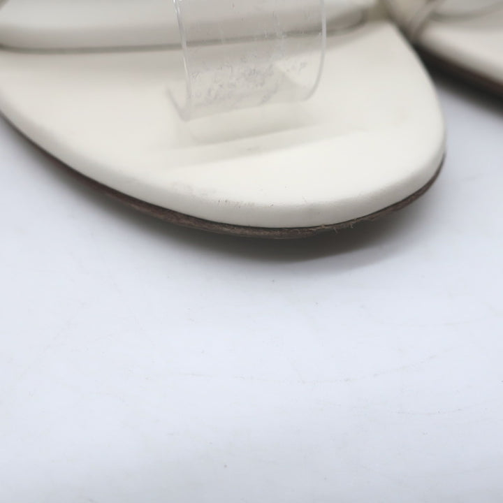 Valentino Rockstud Block-Heel Slide Sandals Cream Leather Size 39