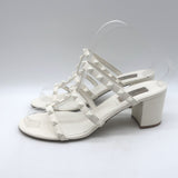 Valentino Rockstud Block-Heel Slide Sandals Cream Leather Size 39