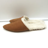 Jenni Kayne Shearling-Lined Mules Brown Suede Size 38 Pointed Toe Flats