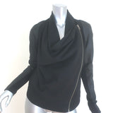 Helmut Lang Shadow Moleskin Draped Moto Jacket Black Leather & Cotton Size Small