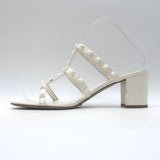 Valentino Rockstud Block-Heel Slide Sandals Cream Leather Size 39