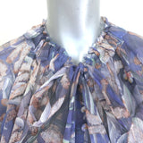 Zimmermann Botanica Tie-Neck Swing Blouse Lavender Butterfly Print Silk Size 1