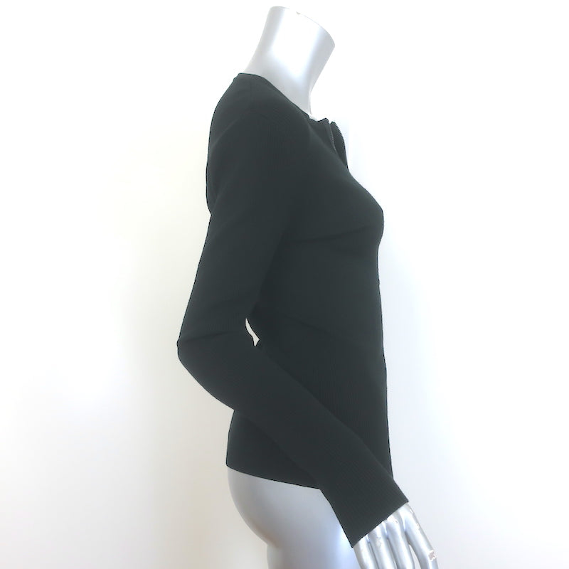 Michael Kors Half-Zip Sweater Black Stretch Wool Ribbed Knit Size Medium