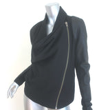 Helmut Lang Shadow Moleskin Draped Moto Jacket Black Leather & Cotton Size Small