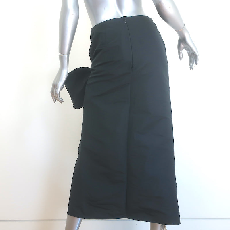 Alexander McQueen Bow Midi Skirt Black Taffeta Size 40 NEW