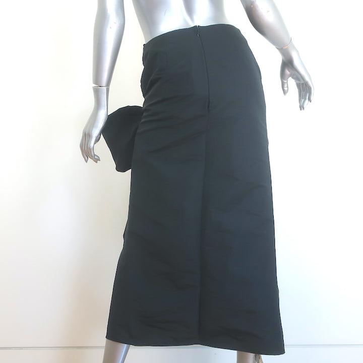 Alexander McQueen Bow Midi Skirt Black Taffeta Size 40 NEW